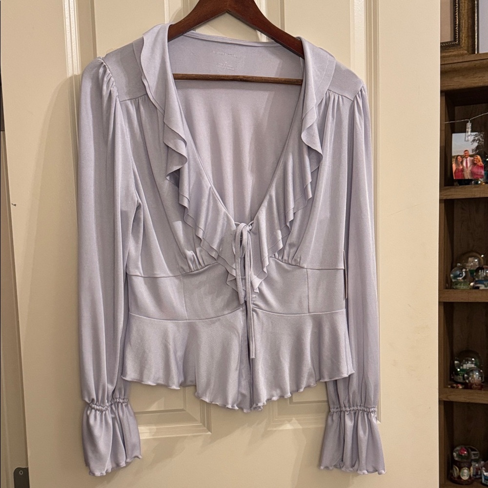 Anthropologie Lavender Ruffle Blouse